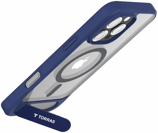 TORRAS Pstand Apple iPhone 16 Pro Hoesje MagSafe met Kickstand Blauw afbeelding 10