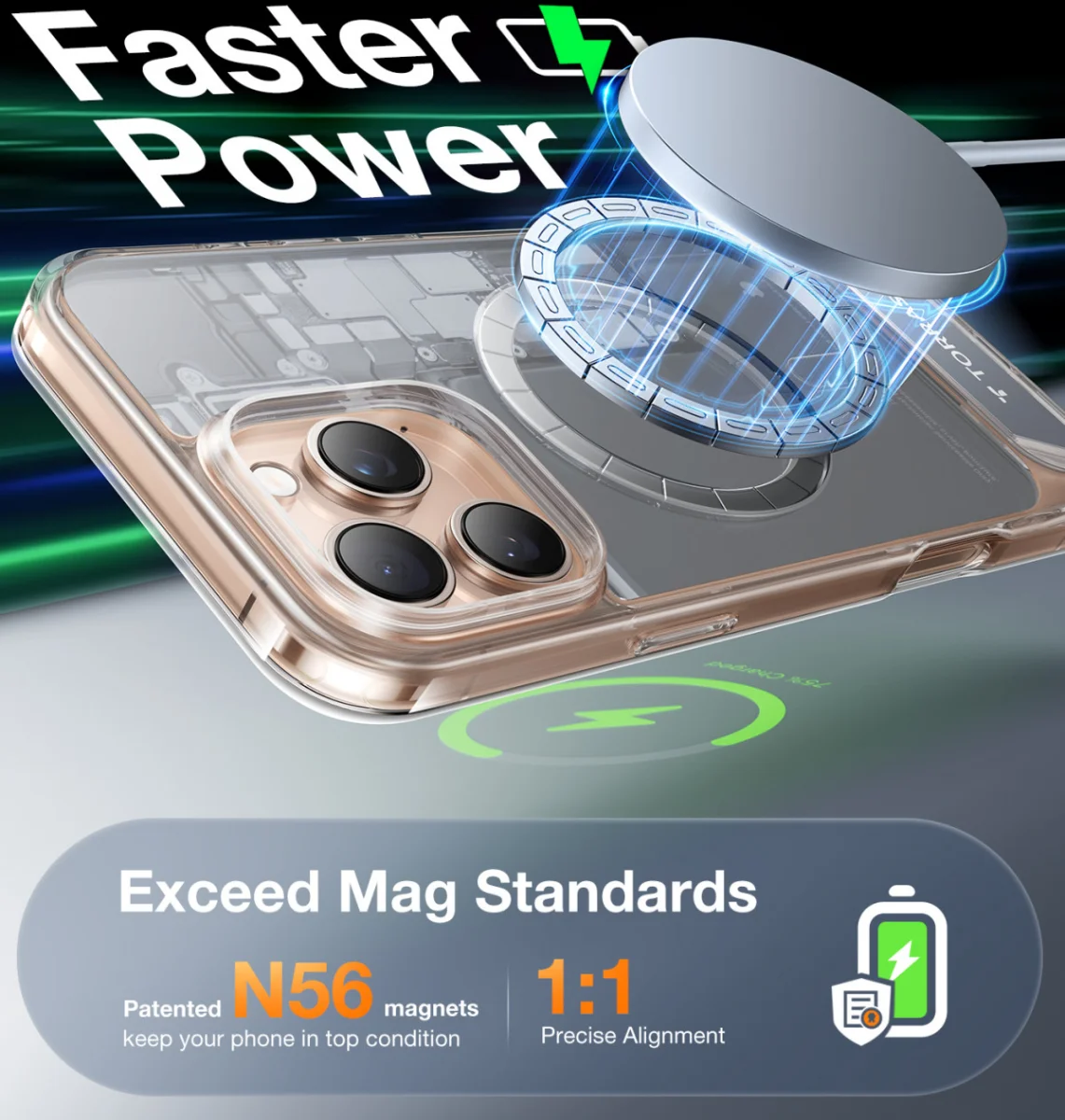 TORRAS Pstand Apple iPhone 16 Pro Max Hoesje MagSafe met Kickstand Transparant afbeelding 7