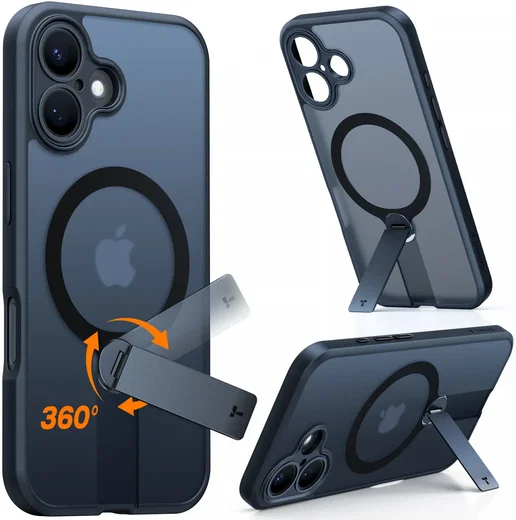 TORRAS Pstand Spin Apple iPhone 16 Hoesje MagSafe 360° Kickstand Zwart afbeelding 2