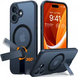 TORRAS Pstand Spin Apple iPhone 16 Plus Hoesje MagSafe 360° Kickstand Zwart afbeelding
