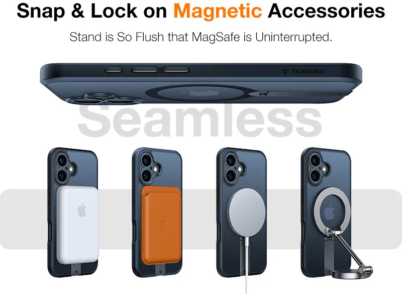 TORRAS Pstand Spin Apple iPhone 16 Plus Hoesje MagSafe 360° Kickstand Zwart afbeelding 12