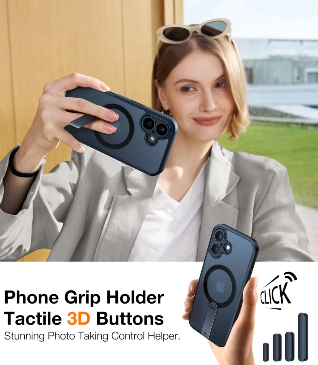 TORRAS Pstand Spin Apple iPhone 16 Plus Hoesje MagSafe 360° Kickstand Zwart afbeelding 6