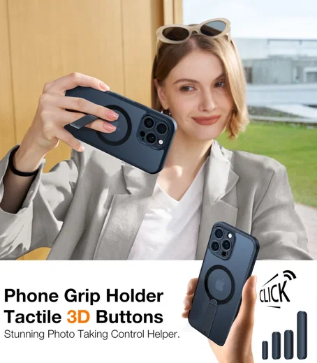 TORRAS Pstand Spin Apple iPhone 16 Pro Hoesje MagSafe 360° Kickstand Zwart afbeelding 4