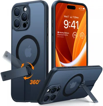 TORRAS Pstand Spin Apple iPhone 16 Pro Max Hoesje MagSafe 360° Kickstand Zwart