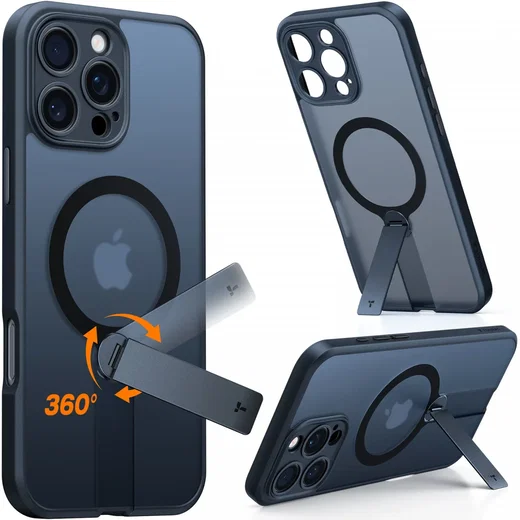 TORRAS Pstand Spin Apple iPhone 16 Pro Max Hoesje MagSafe 360° Kickstand Zwart afbeelding 2