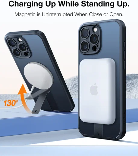 TORRAS Pstand Spin Apple iPhone 16 Pro Max Hoesje MagSafe 360° Kickstand Zwart afbeelding 4