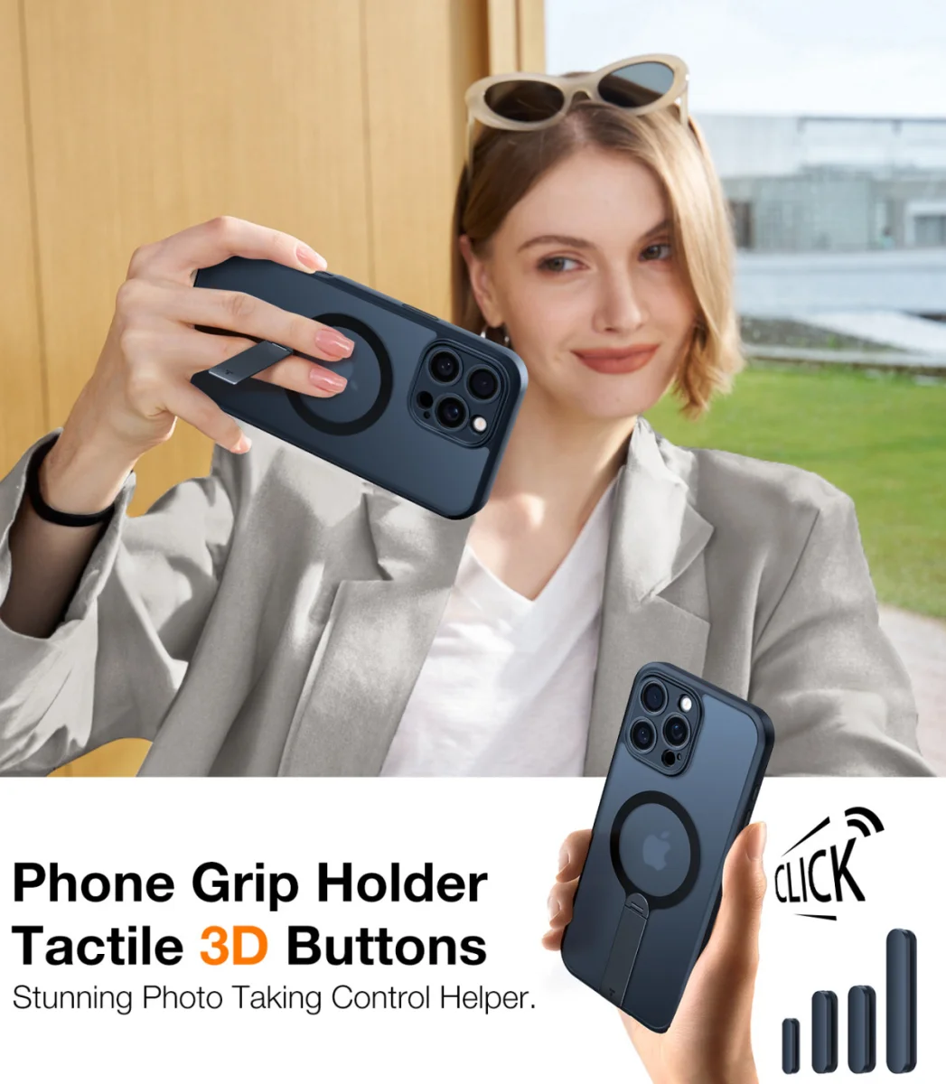 TORRAS Pstand Spin Apple iPhone 16 Pro Max Hoesje MagSafe 360° Kickstand Zwart afbeelding 6