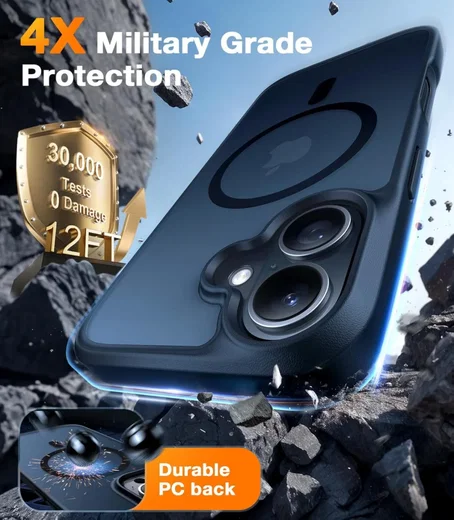 TORRAS Guardian Magnetic Apple iPhone 16 Hoesje met MagSafe Zwart afbeelding 4