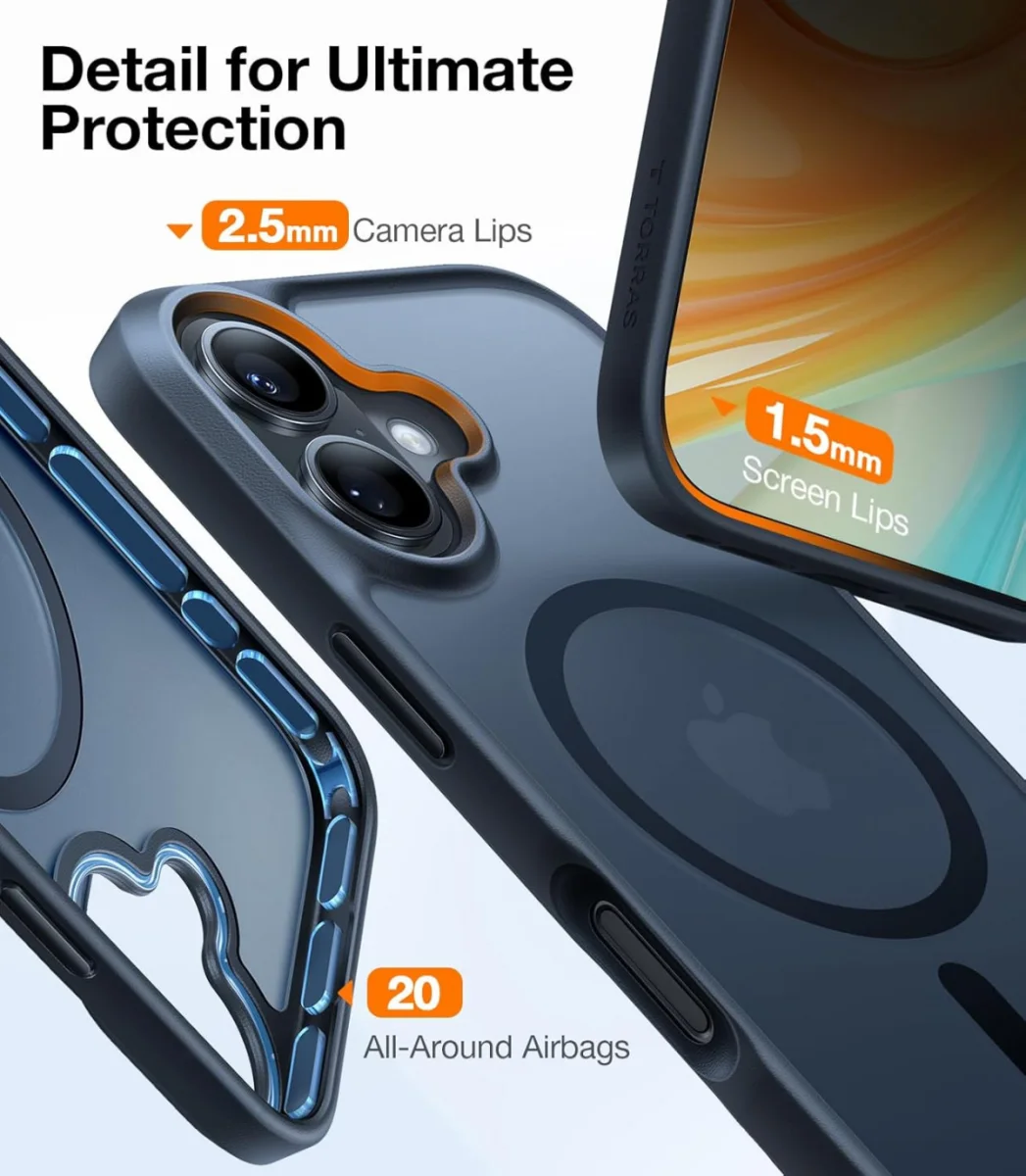 TORRAS Guardian Magnetic Apple iPhone 16 Hoesje met MagSafe Zwart afbeelding 7