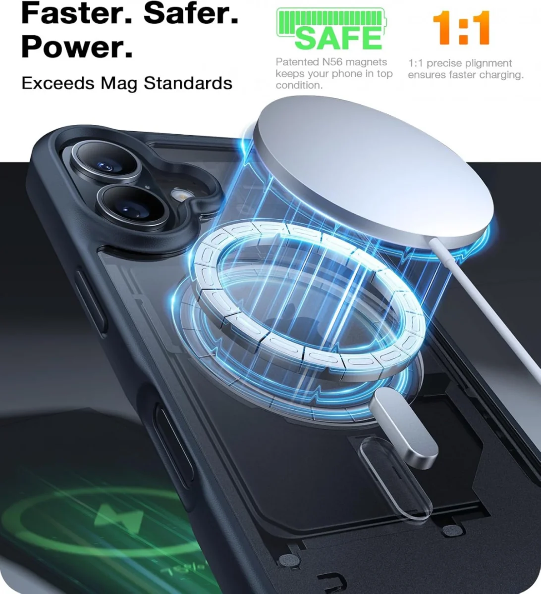 TORRAS Guardian Magnetic Apple iPhone 16 Hoesje met MagSafe Zwart afbeelding 3