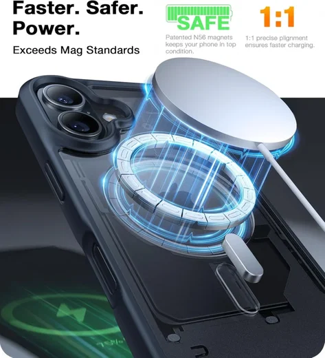 TORRAS Guardian Magnetic Apple iPhone 16 Hoesje met MagSafe Zwart afbeelding 3