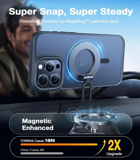 TORRAS Guardian Magnetic Apple iPhone 16 Pro Max Hoesje met MagSafe Zwart afbeelding 7