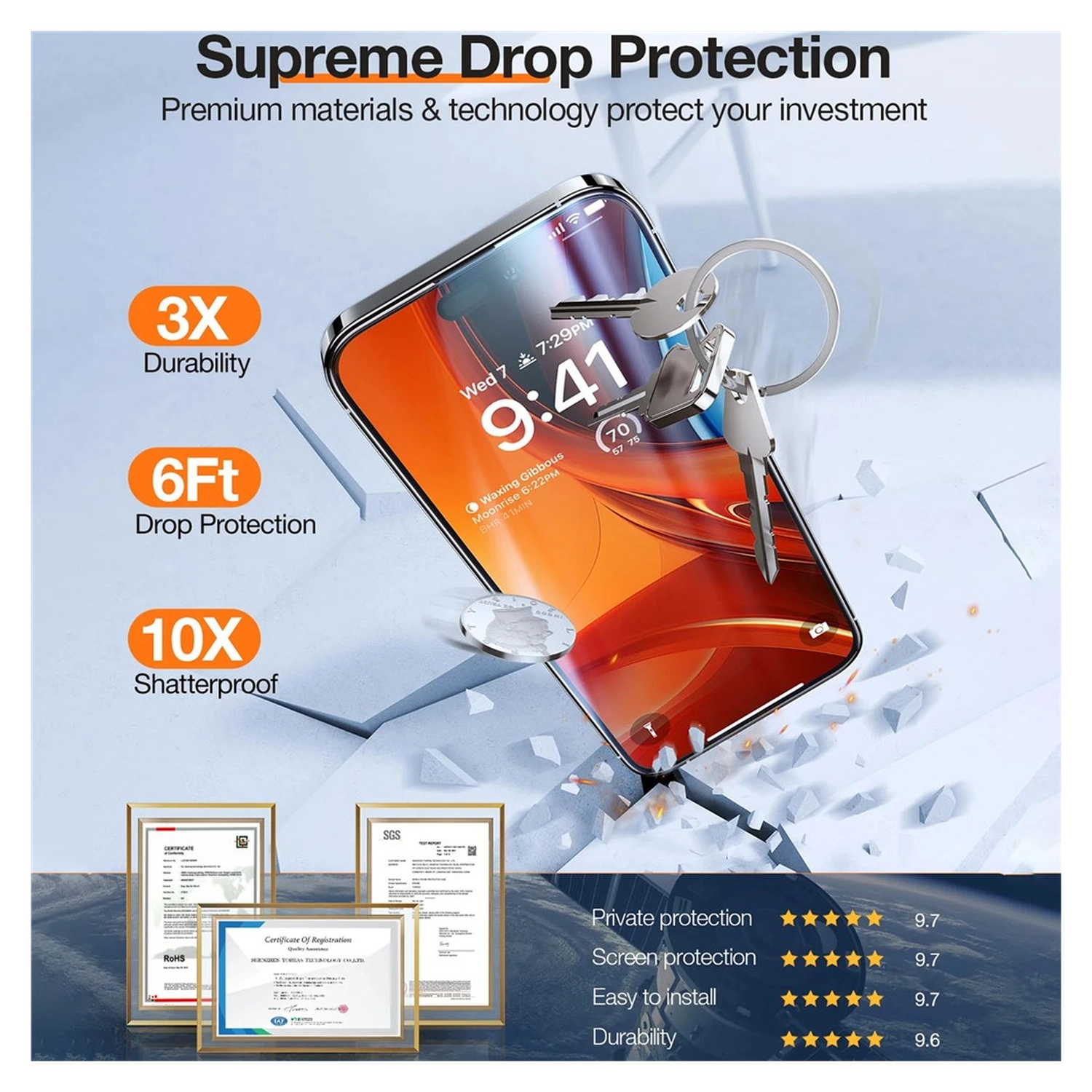 TORRAS Install Master iPhone 16 Privacy Glass Screen Protector afbeelding 8