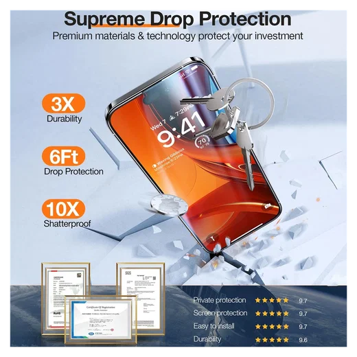 TORRAS Install Master iPhone 16 Privacy Glass Screen Protector afbeelding 8