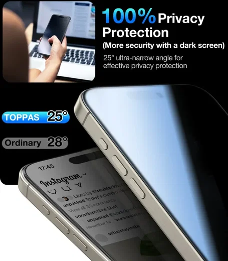 TORRAS Install Master iPhone 16 Pro Privacy Glass Screen Protector afbeelding 10