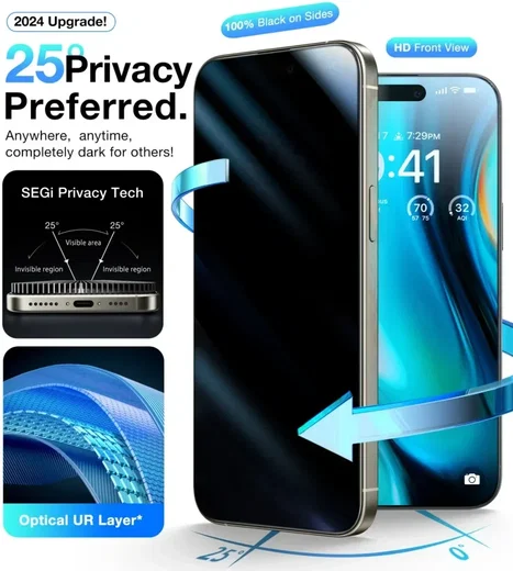 TORRAS Install Master iPhone 16 Pro Privacy Glass Screen Protector afbeelding 3