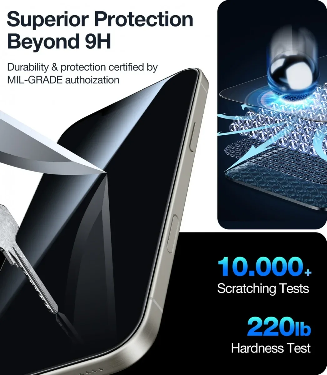 TORRAS Install Master iPhone 16 Pro Privacy Glass Screen Protector afbeelding 9