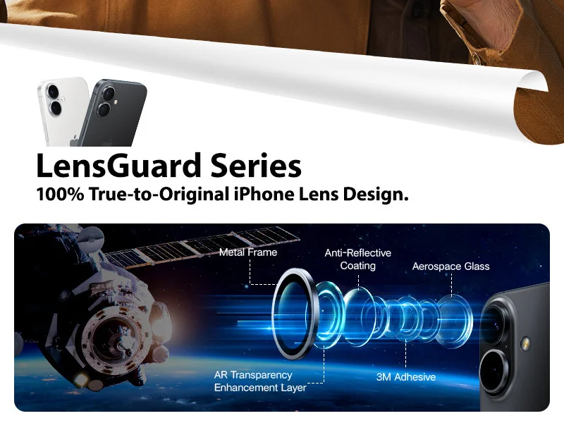 TORRAS LensGuard Apple iPhone 16 / 16 Plus Camera Protector Zwart afbeelding 7