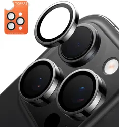 TORRAS LensGuard iPhone 16 Pro / 16 Pro Max Camera Protector Zwart afbeelding