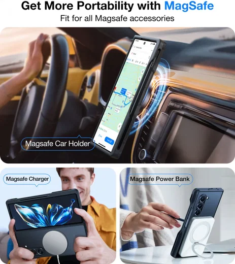 TORRAS Guardian Magnetic Samsung Galaxy Z Fold 6 Hoesje met MagSafe Zwart afbeelding 6