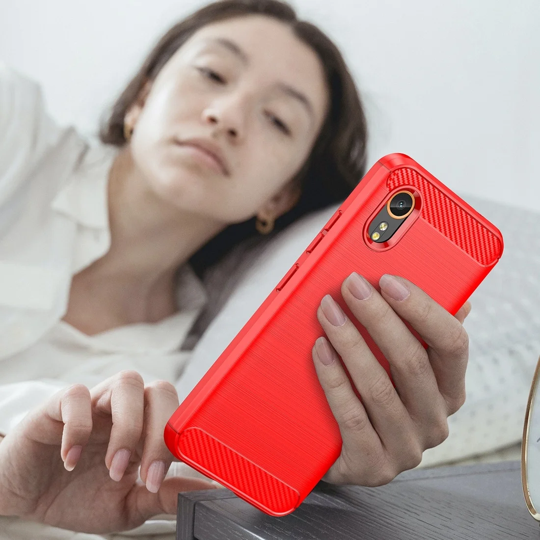 Samsung Galaxy Xcvover 7 Hoesje Geborsteld TPU Flexibele Back Cover Rood afbeelding 7