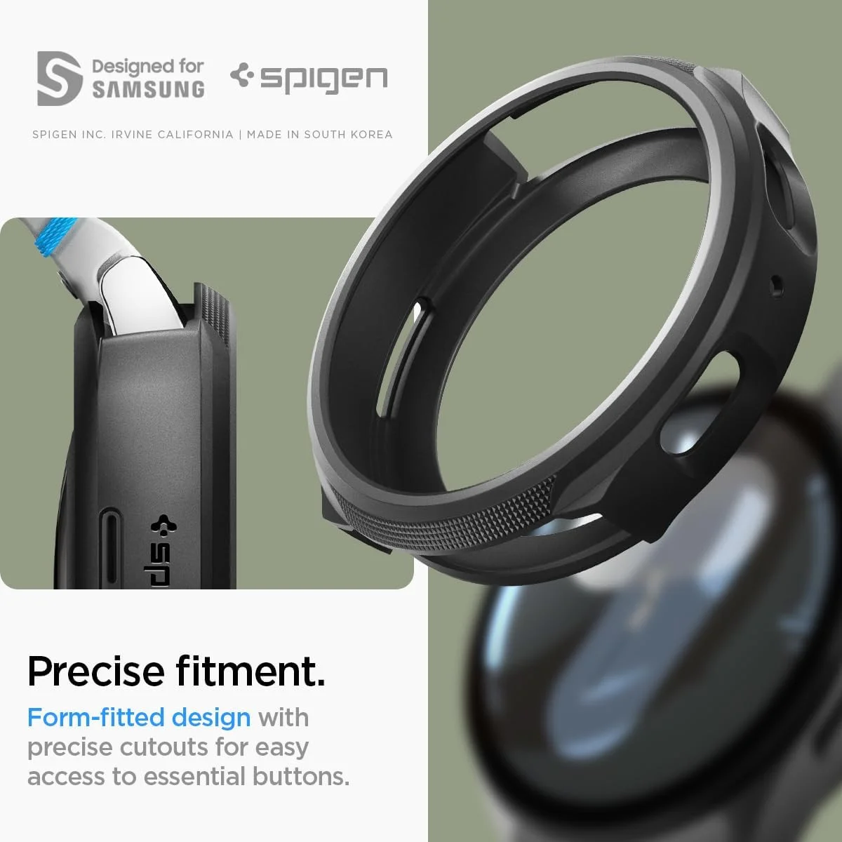 Spigen Liquid Air - Samsung Galaxy Watch 7 44MM Hoesje - Zwart afbeelding 3