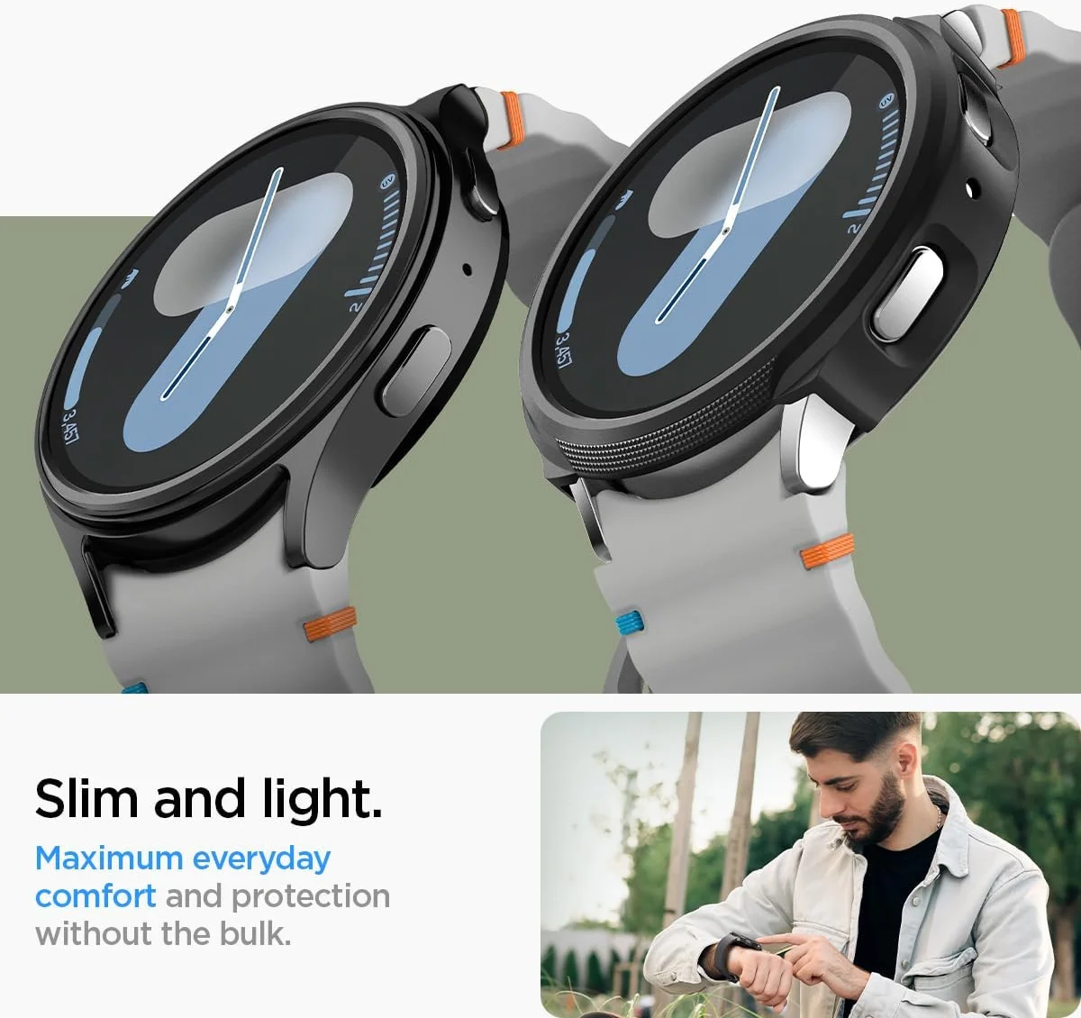 Spigen Liquid Air - Samsung Galaxy Watch 7 44MM Hoesje - Zwart afbeelding 4
