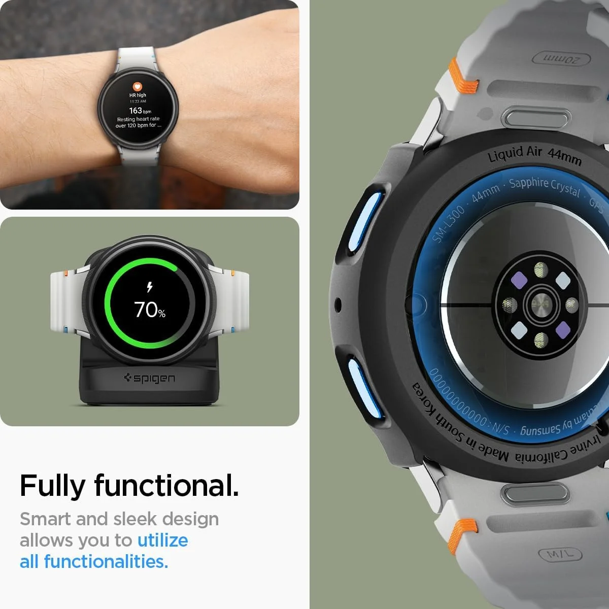 Spigen Liquid Air - Samsung Galaxy Watch 7 44MM Hoesje - Zwart afbeelding 5
