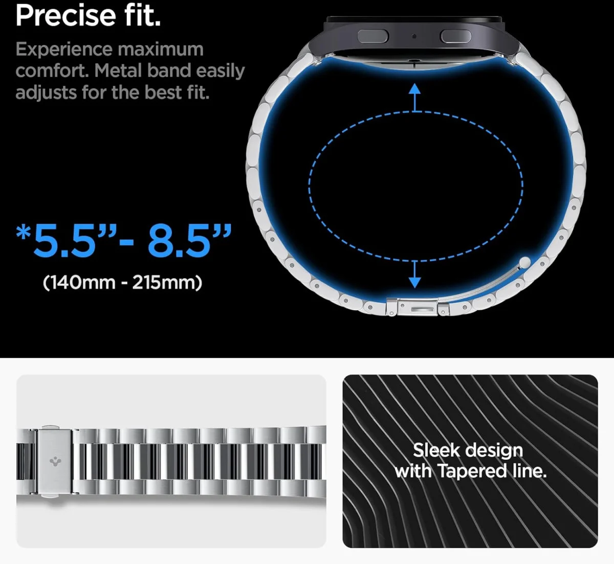 Spigen Modern Fit Galaxy Watch 7 40/44MM, 6 44MM, 6 Classic 43/47MM Band Zilver afbeelding 5