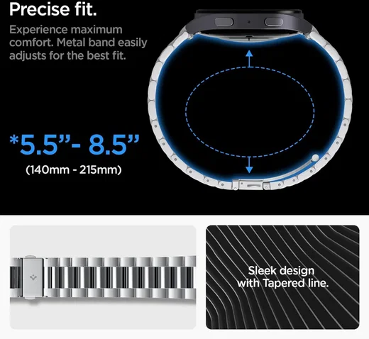Spigen Modern Fit Galaxy Watch 7 40/44MM, 6 44MM, 6 Classic 43/47MM Band Zilver afbeelding 5