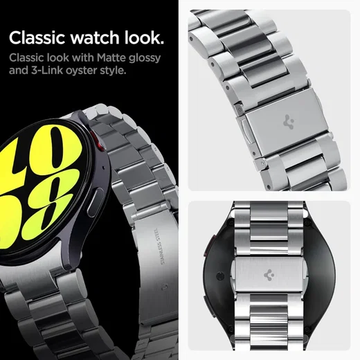 Spigen Modern Fit Galaxy Watch 7 40/44MM, 6 44MM, 6 Classic 43/47MM Band Zilver afbeelding 6