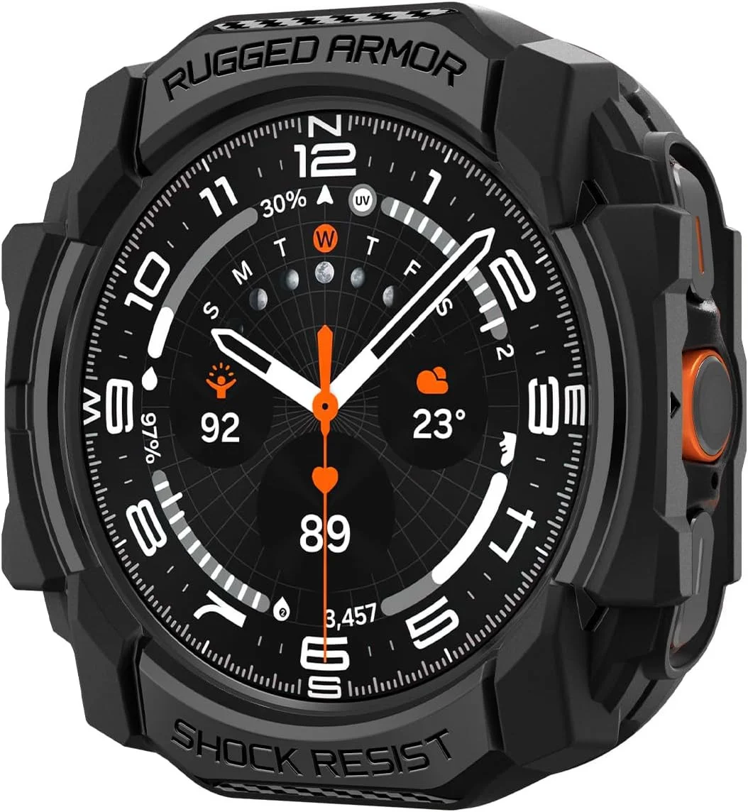 Spigen Rugged Armor - Samsung Galaxy Watch Ultra Hoesje - Zwart afbeelding 1