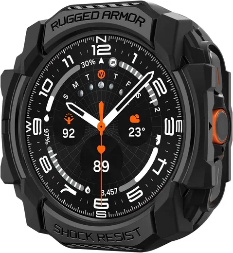 Spigen Rugged Armor - Samsung Galaxy Watch Ultra Hoesje - Zwart afbeelding 1