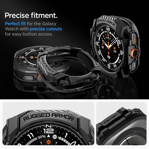 Spigen Rugged Armor - Samsung Galaxy Watch Ultra Hoesje - Zwart afbeelding 5