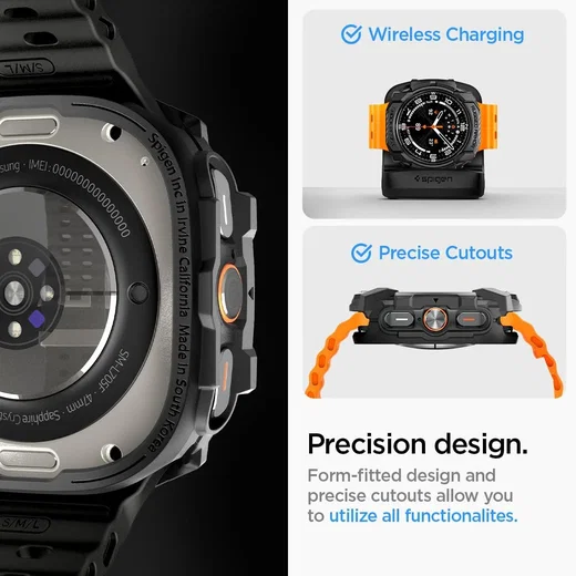 Spigen Rugged Armor - Samsung Galaxy Watch Ultra Hoesje - Zwart afbeelding 7