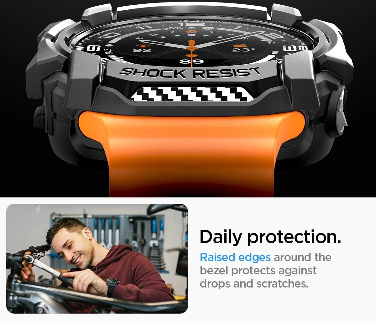 Spigen Rugged Armor - Samsung Galaxy Watch Ultra Hoesje - Zwart afbeelding 8
