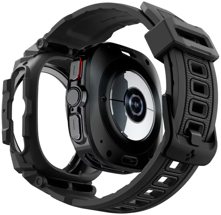 Spigen Rugged Armor Pro - Samsung Galaxy Watch Ultra - Hoesje en Bandje - Zwart afbeelding 2