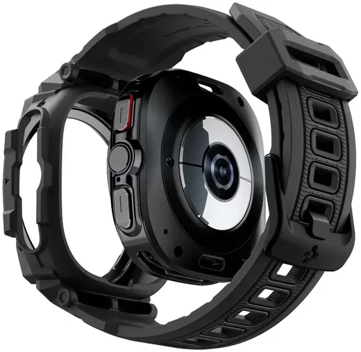 Spigen Rugged Armor Pro - Samsung Galaxy Watch Ultra - Hoesje en Bandje - Zwart afbeelding 2
