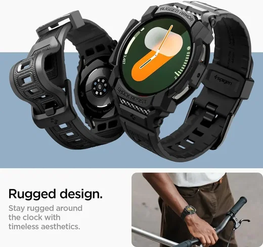 Spigen Rugged Armor Pro - Samsung Galaxy Watch 7 40MM - Hoesje en Bandje - Zwart afbeelding 4