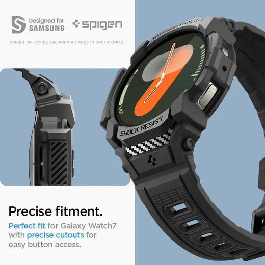 Spigen Rugged Armor Pro - Samsung Galaxy Watch 7 40MM - Hoesje en Bandje - Zwart afbeelding 5