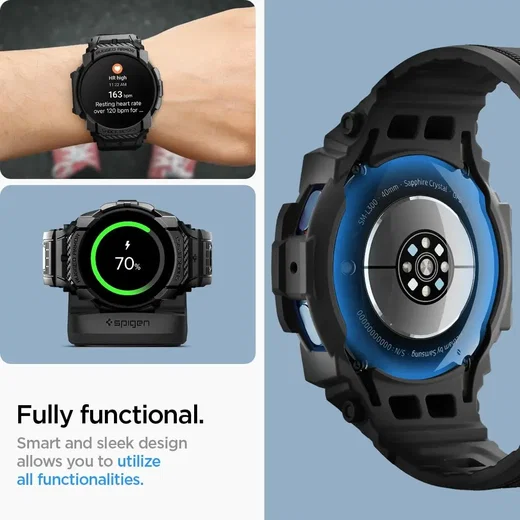 Spigen Rugged Armor Pro - Samsung Galaxy Watch 7 40MM - Hoesje en Bandje - Zwart afbeelding 8