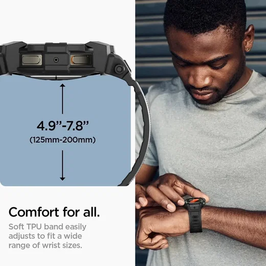 Spigen Rugged Armor Pro - Samsung Galaxy Watch 7 40MM - Hoesje en Bandje - Zwart afbeelding 9