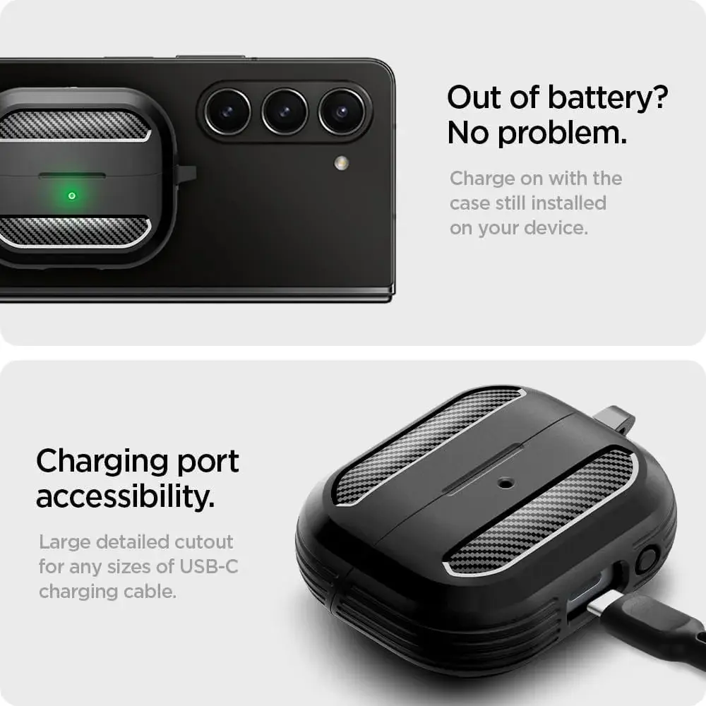 Spigen Rugged Armor Samsung Galaxy Buds 3 / 3 Pro Hoesje Zwart afbeelding 4