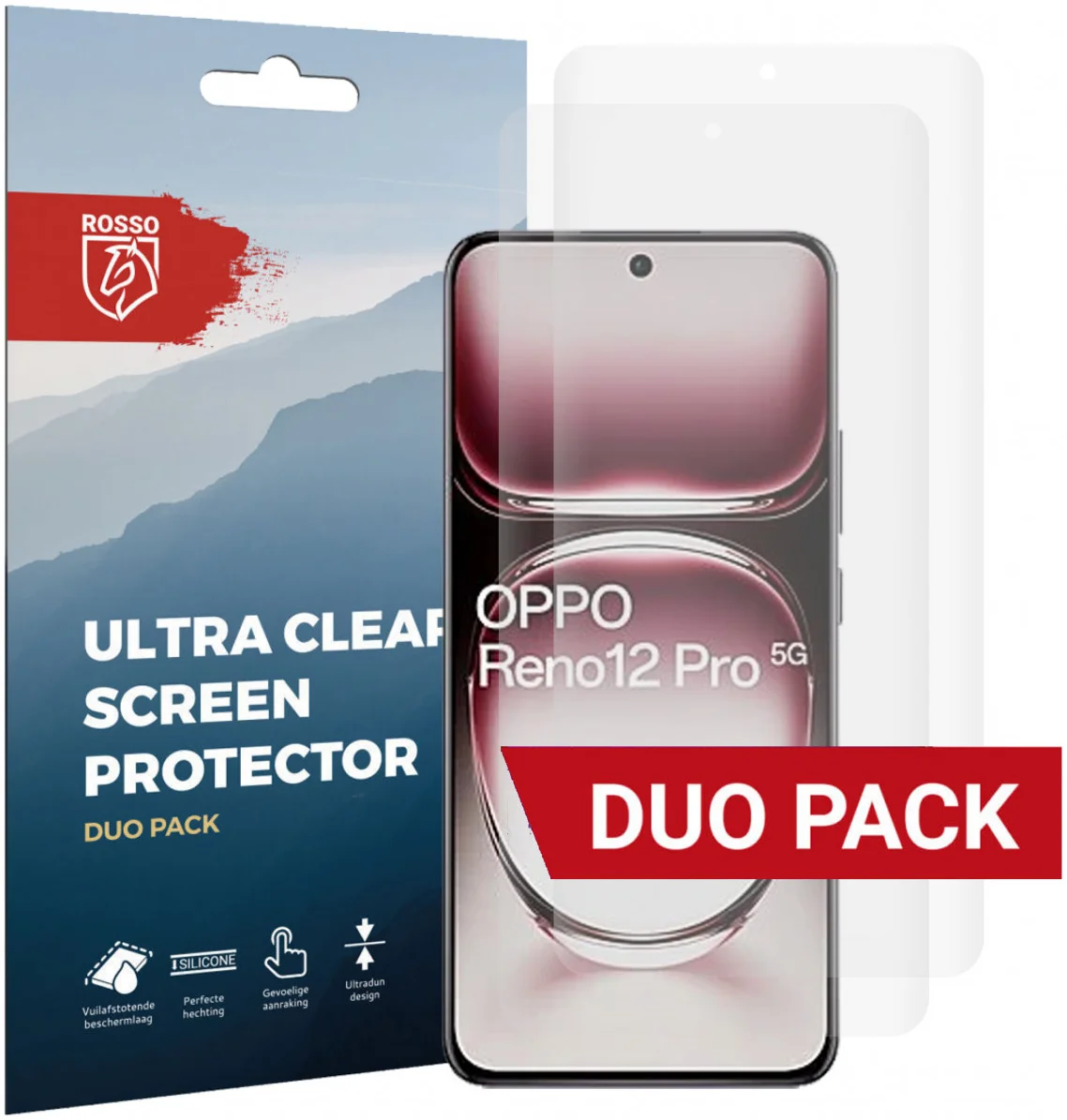 Rosso Oppo Reno 12 Pro Screen Protector Ultra Clear Duo Pack afbeelding 1