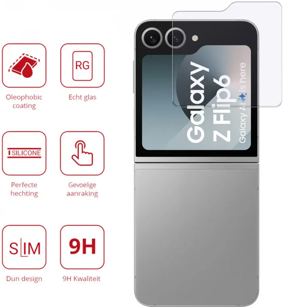 Rosso Samsung Galaxy Z Flip 7 FE / 6  Tempered Glass Screen Protector Achterkant afbeelding 2