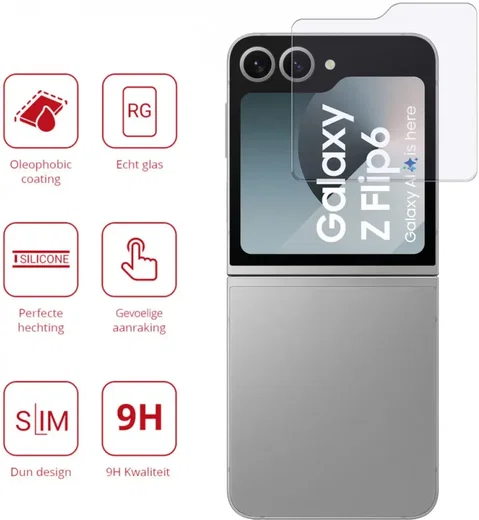 Rosso Samsung Galaxy Z Flip 7 FE / 6  Tempered Glass Screen Protector Achterkant afbeelding 2