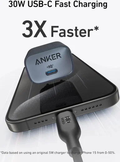 Anker Powerport Nano 4 (30W) Duurzame USB-C Lader GaN Fast Charge Zwart afbeelding 3