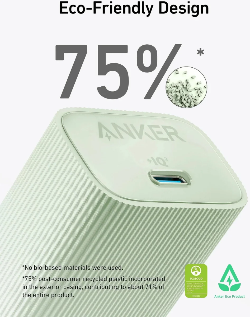 Anker Powerport Nano 4 (30W) Duurzame USB-C Lader GaN Fast Charge Zwart afbeelding 6