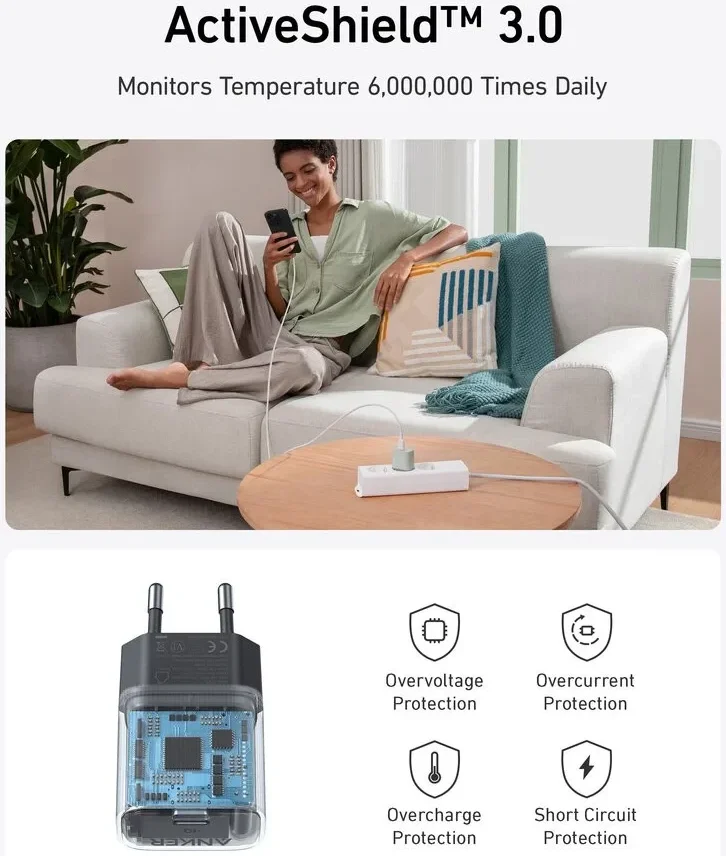 Anker Powerport Nano 4 (30W) Duurzame USB-C Lader GaN Fast Charge Zwart afbeelding 7