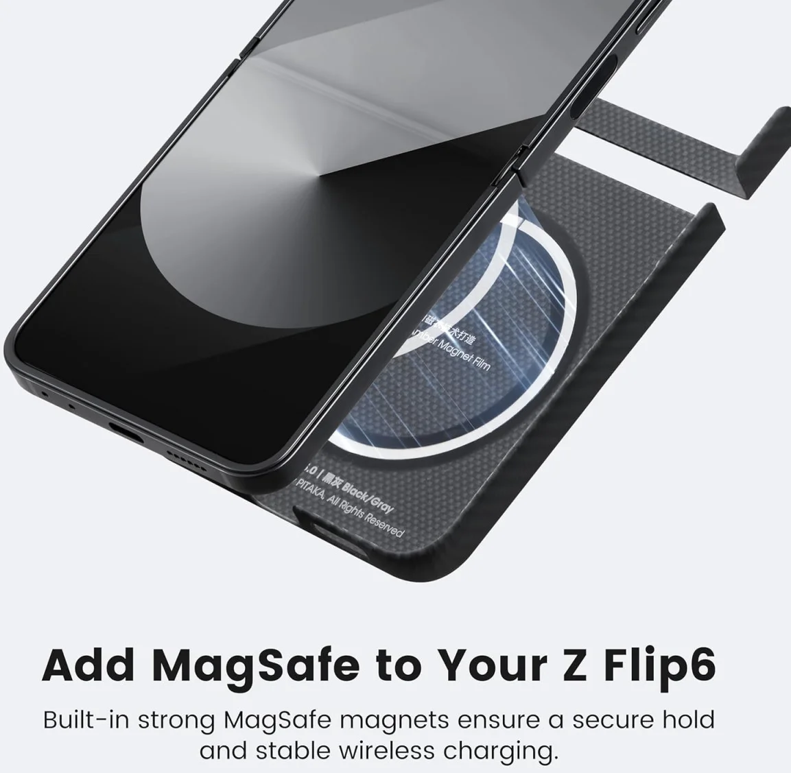 PITAKA MagEZ 5 Samsung Galaxy Z Flip 6 Hoesje 600D Ultra Dun MagSafe Zwart afbeelding 6